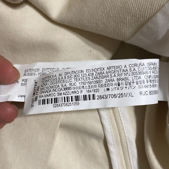 NWT Zara Cotton Cream Button Blazer - Picture 7 of 9